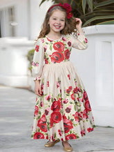 Seven Princess Young Girl Digital Print Long Sleeve Dress, Summer New Arrival